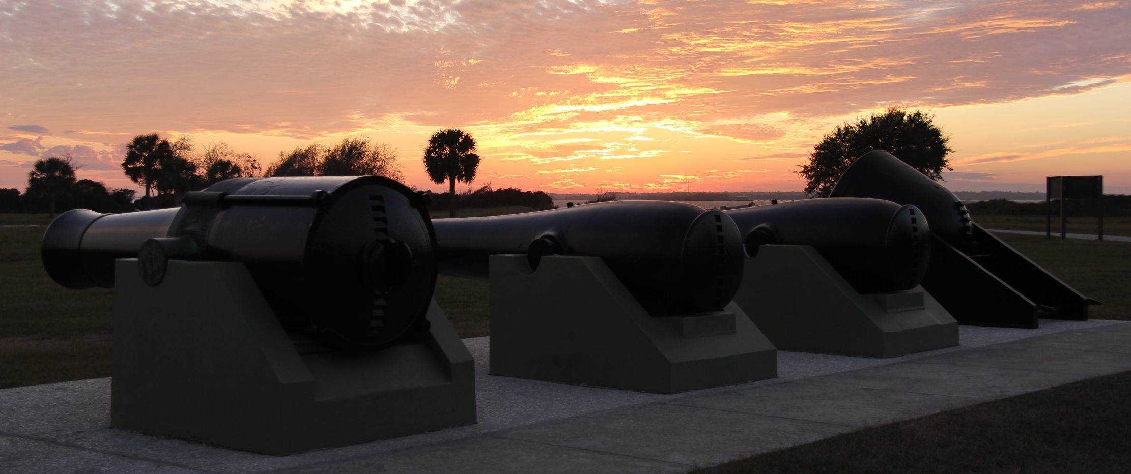 Fort Moultrie cannons sunset
